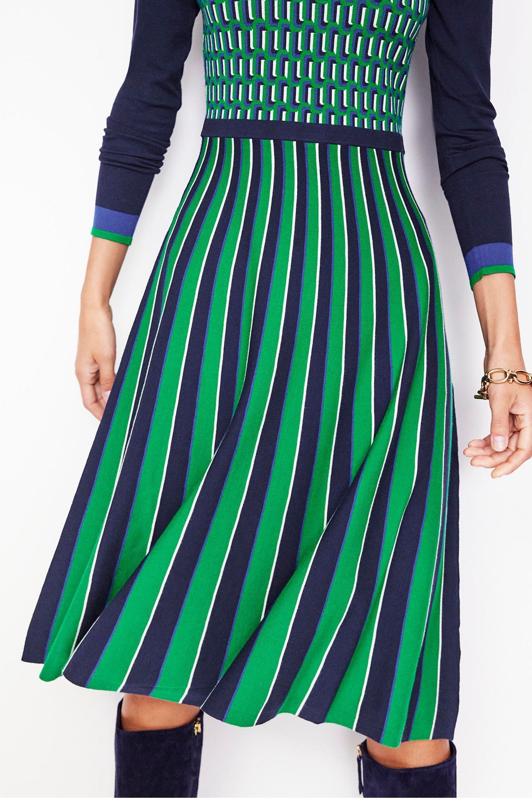 Buy Boden Green Petite Maria Jacquard Knitted Dress from Next Luxembourg