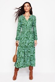 Boden Green Petite Smock Tiered Jersey Midi Dress - Image 1 of 5