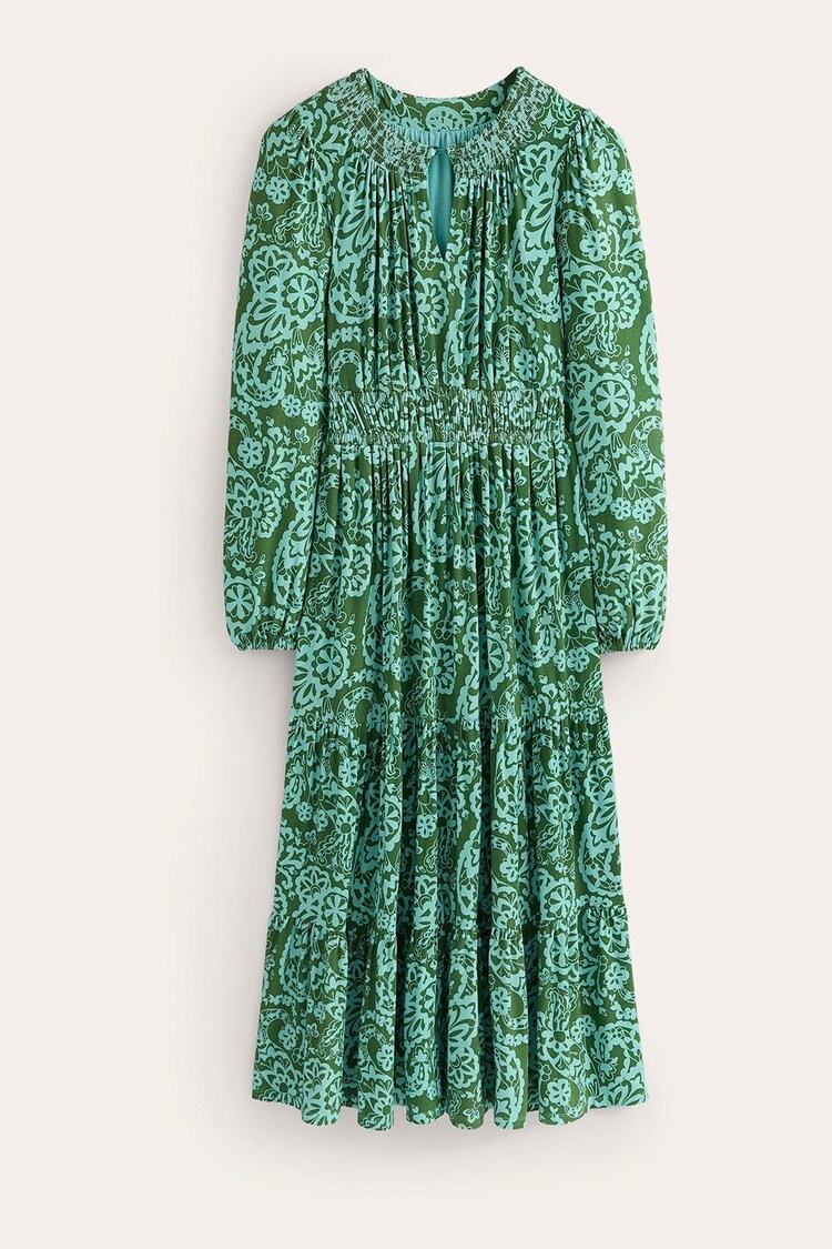 Boden Green Petite Smock Tiered Jersey Midi Dress - Image 5 of 5