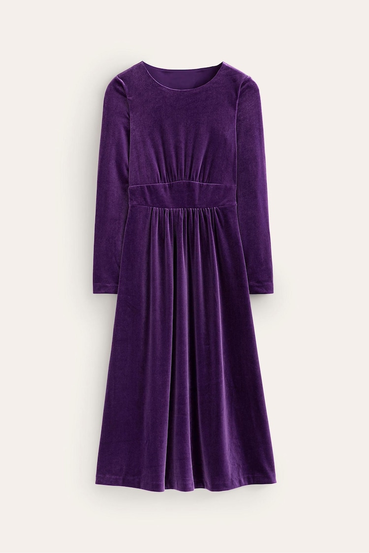 Boden Purple Petite Thea Velvet Jersey Midi Dress - Image 5 of 5