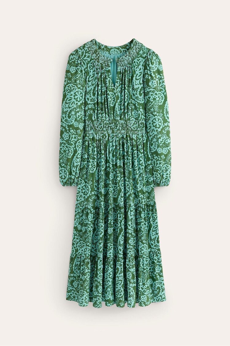 Boden Green Smock Tiered Jersey Midi Dress - Image 5 of 5