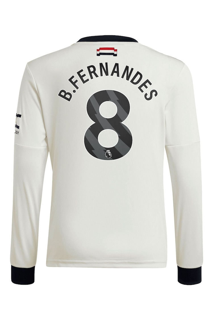 adidas White Kids Manchester United EPL Third Long Sleeve Shirt 2024-25 with B.Fernandes 8 Printing - Image 3 of 3