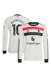 adidas White Manchester United EPL Third Authentic Shirt 2024-25 Long sleeve With Rashford 10 Printing - Image 1 of 3