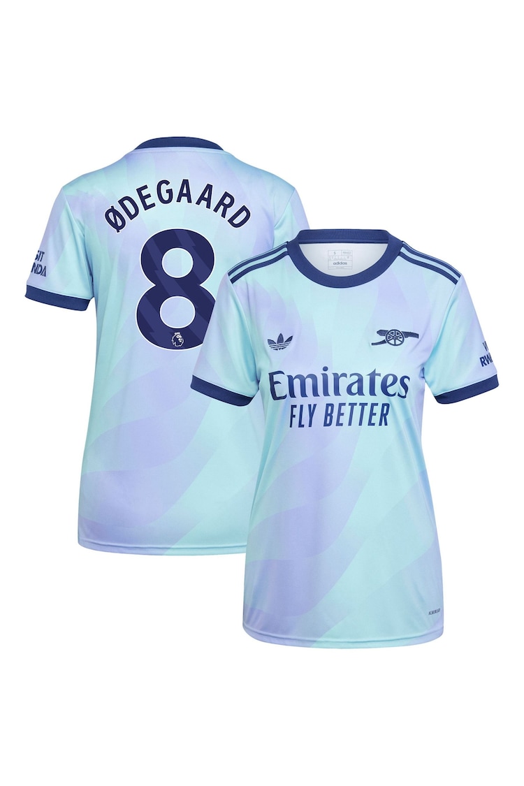 adidas Blue Womens Arsenal Third Shirt 2024-25 Odegaard 8 Printing - Image 1 of 3