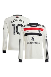 adidas White Kids Manchester United EPL Third Shirt 2024-25 Long Sleeve with Rashford 10 Printing - Image 1 of 3