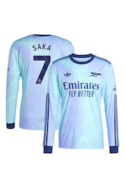 adidas orignal Blue Arsenal Third Shirt 2024-25 Long Sleeve Saka 7 Printing - Image 1 of 3