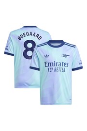 adidas Blue Kids Arsenal Third Shirt 2024-25 with Odegaard 8 Printing - Image 1 of 3