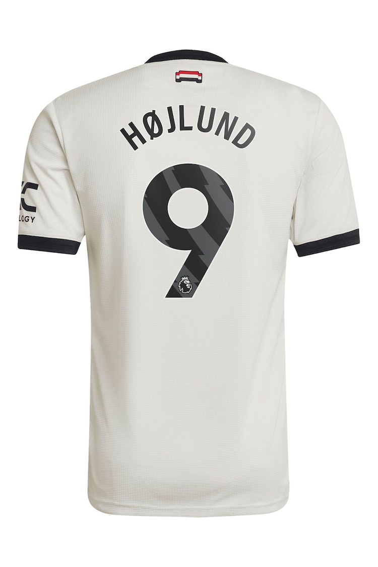 adidas orignal White Manchester United EPL Third Authentic Shirt 2024-25 With Hojlund 9 Printing - Image 3 of 3