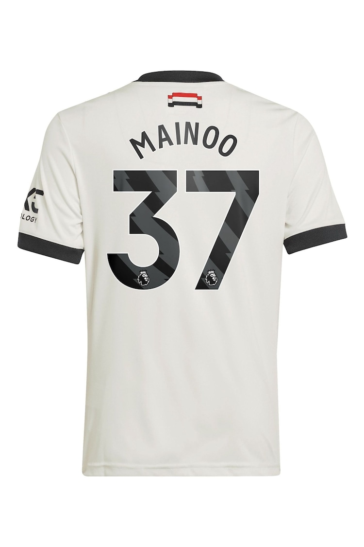 adidas White Kids Manchester United EPL Third Shirt 2024-25 with Mainoo 37 Printing - Image 3 of 3