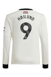 adidas White Kids Manchester United EPL Third Shirt 2024-25 Long Sleeve with Hojlund 9 Printing - Image 3 of 3