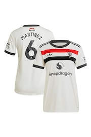 adidas White Womens Manchester United EPL Third Shirt 2024-25 With Martinez 6 Printing - Image 1 of 3