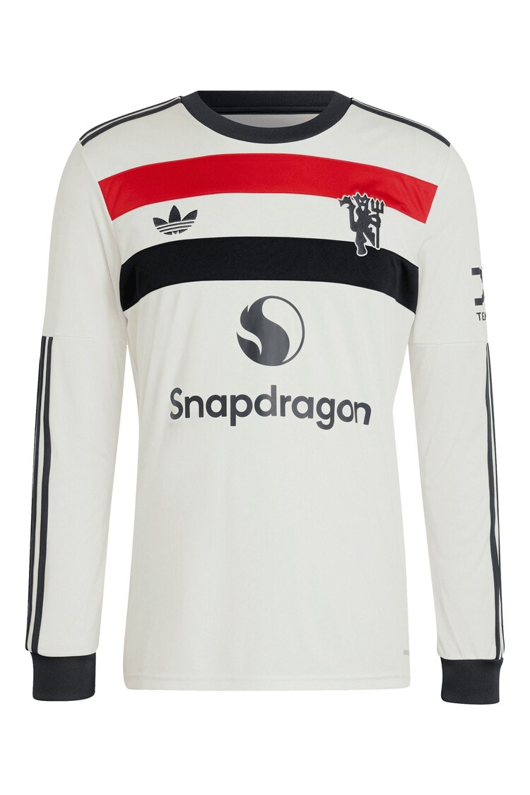 adidas White Manchester United EPL Third Shirt 2024-25 Long Sleeve With Mainoo 37 Printing - Image 2 of 3