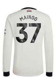 adidas White Manchester United EPL Third Shirt 2024-25 Long Sleeve With Mainoo 37 Printing - Image 3 of 3