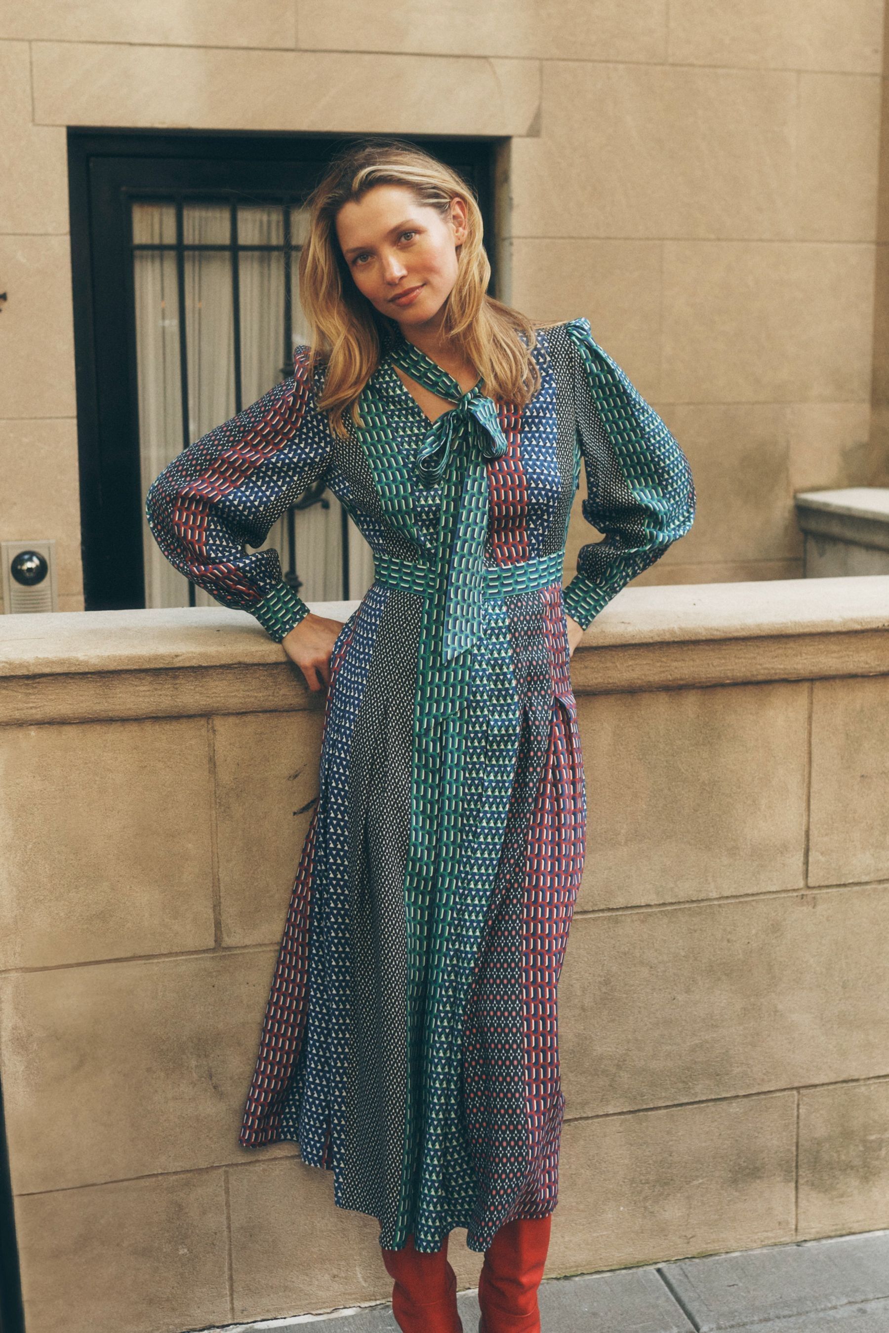 Buy Boden Blue Pussy Bow Midi Dress from the Next UK online shop