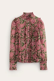 Boden Green Ruffled 100% Cotton Blouse - Image 5 of 5