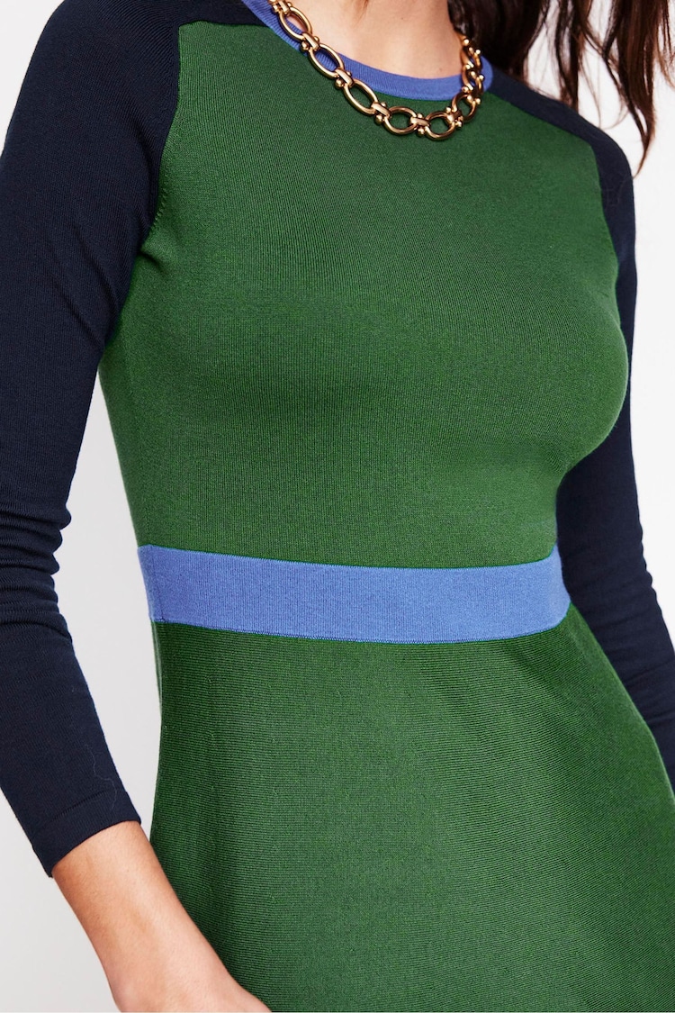 Boden Green Sam Colourblock Knitted Dress - Image 2 of 6