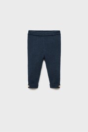 Mango Blue Rolled-Up Hem Ribbed Leggings - Image 1 of 3