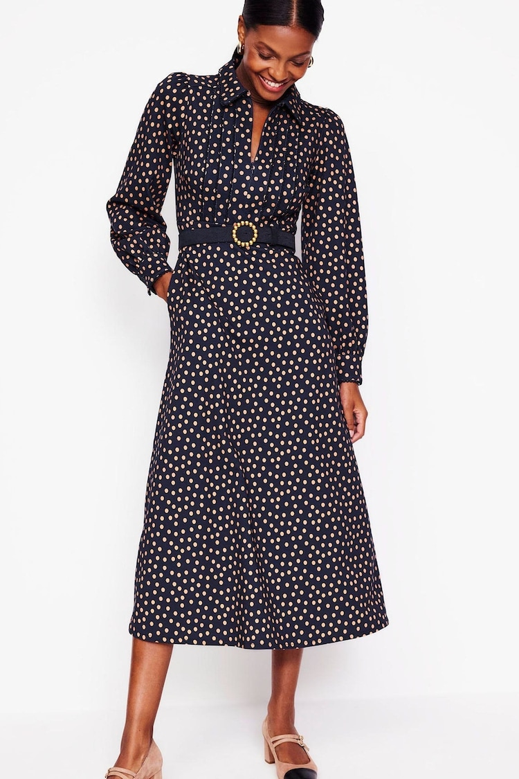 Boden Blue Piping Zip-up Ponte Dress - Image 2 of 6