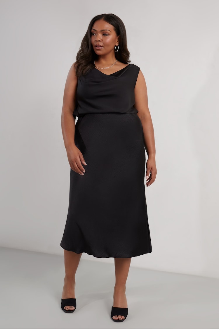 Live Unlimited Black Curve Satin Skirt - Image 1 of 4