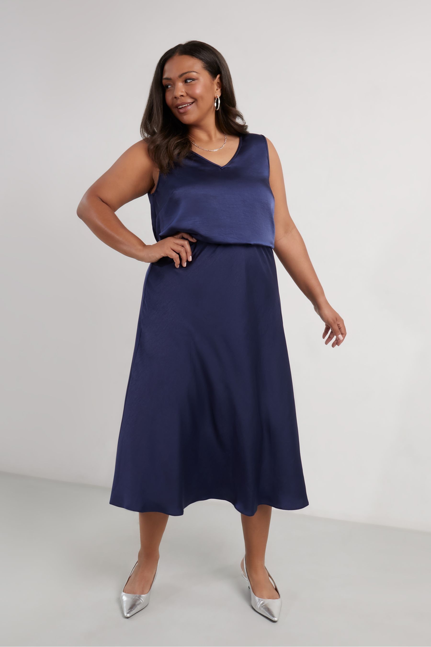 Buy Live Unlimited Blue Curve Satin Skirt from the Next UK online shop