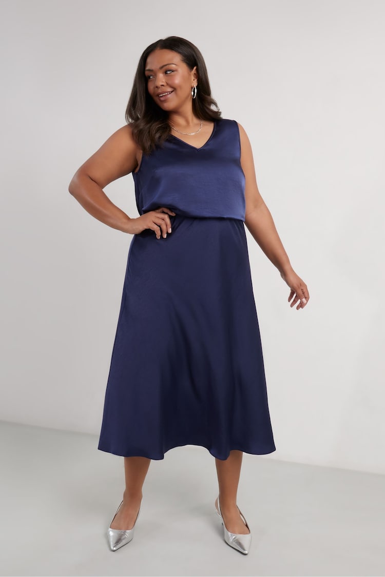 Live Unlimited Blue Curve Satin Skirt - Image 1 of 4