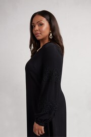 Live Unlimited Black Curve Lace Detail Long Sleeve Dress - Image 3 of 3