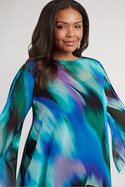 Live Unlimited Blue Curve Abstract Print Blouse - Image 4 of 6