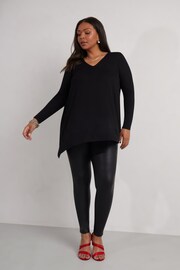 Live Unlimited Black Curve Petite Jersey Asymmetric Chiffon Hem Top - Image 1 of 5