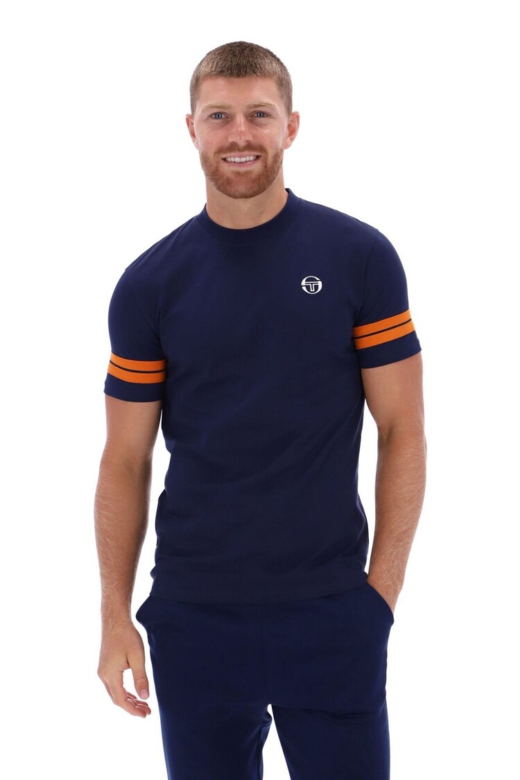 Sergio Tacchini Blue Grello Crew 100% Cotton T-Shirt - Image 1 of 3