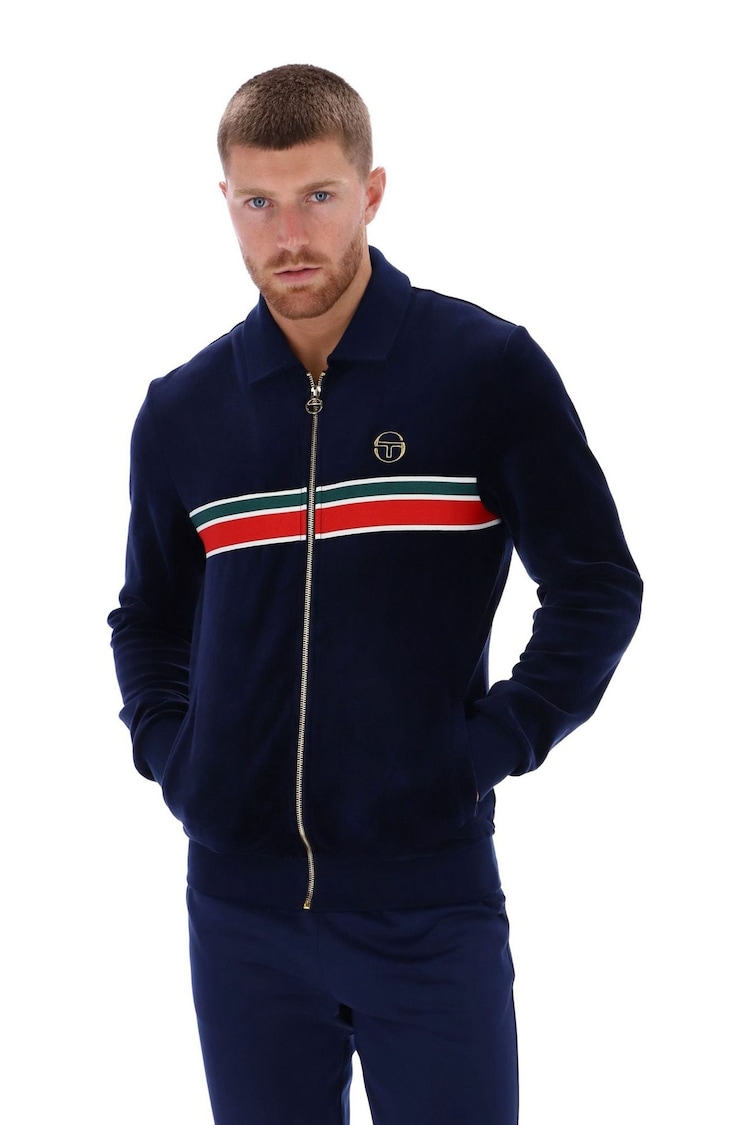 Sergio Tacchini Blue Spencer Track Velour Top - Image 1 of 3