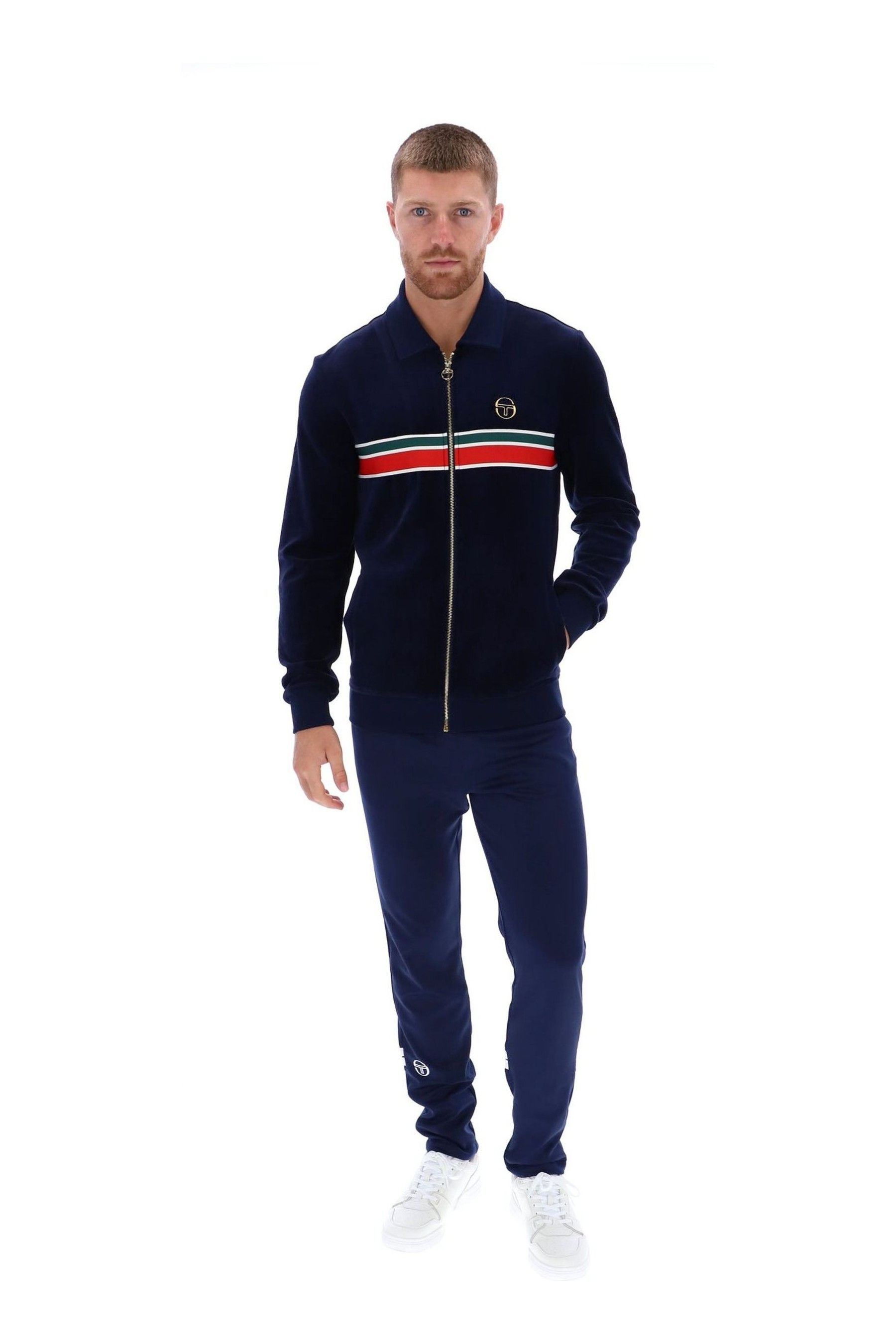 Buy Sergio Tacchini Blue Spencer Track Velour Top from Next Ireland