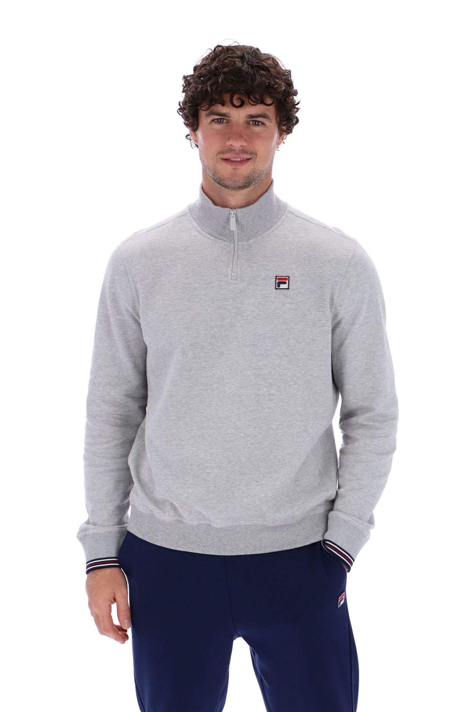 Buy Fila Grey Ramy Quarter Zip 100 Cotton Sweatshirt from the Next UK online shop