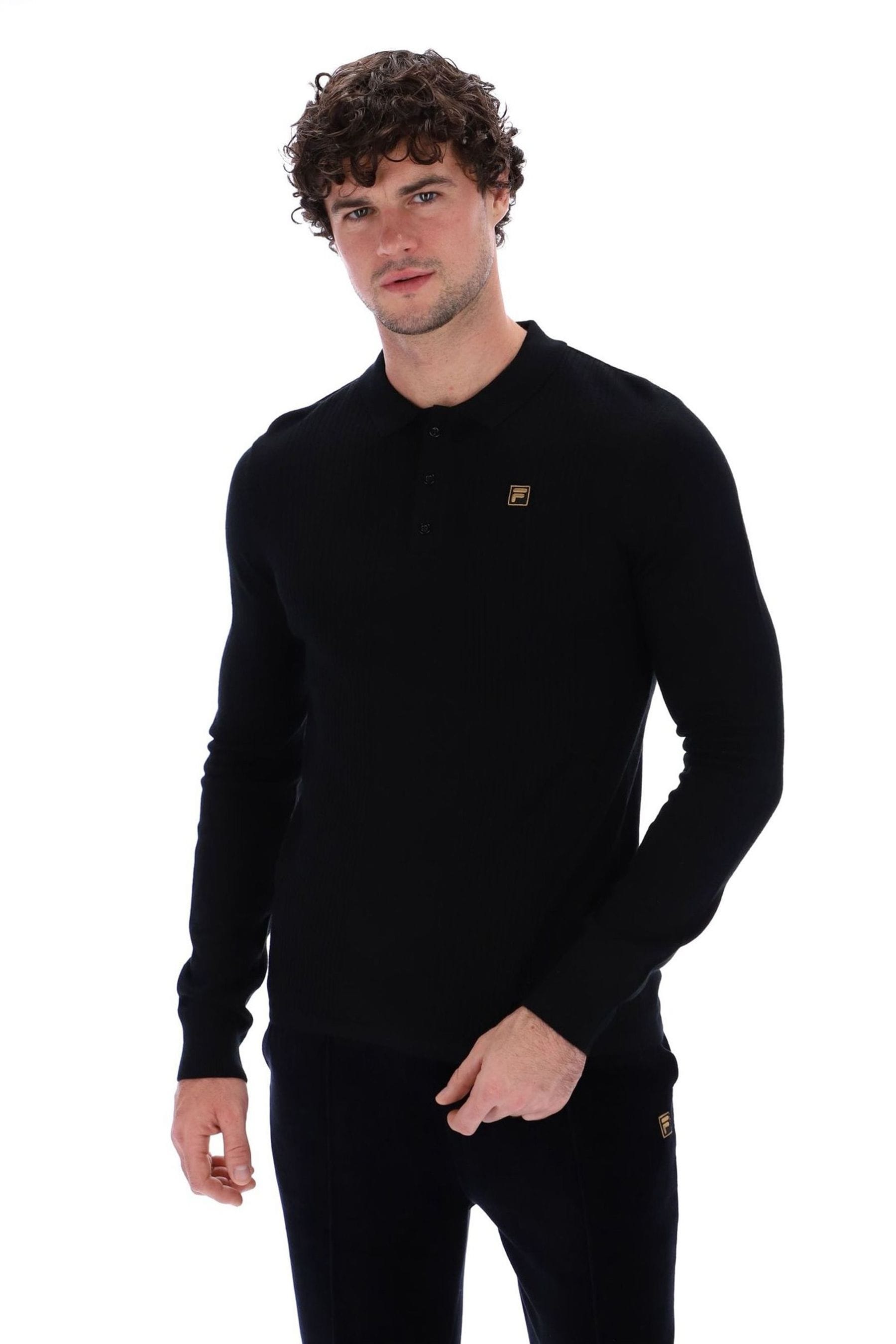 Fila black polo shirt best sale