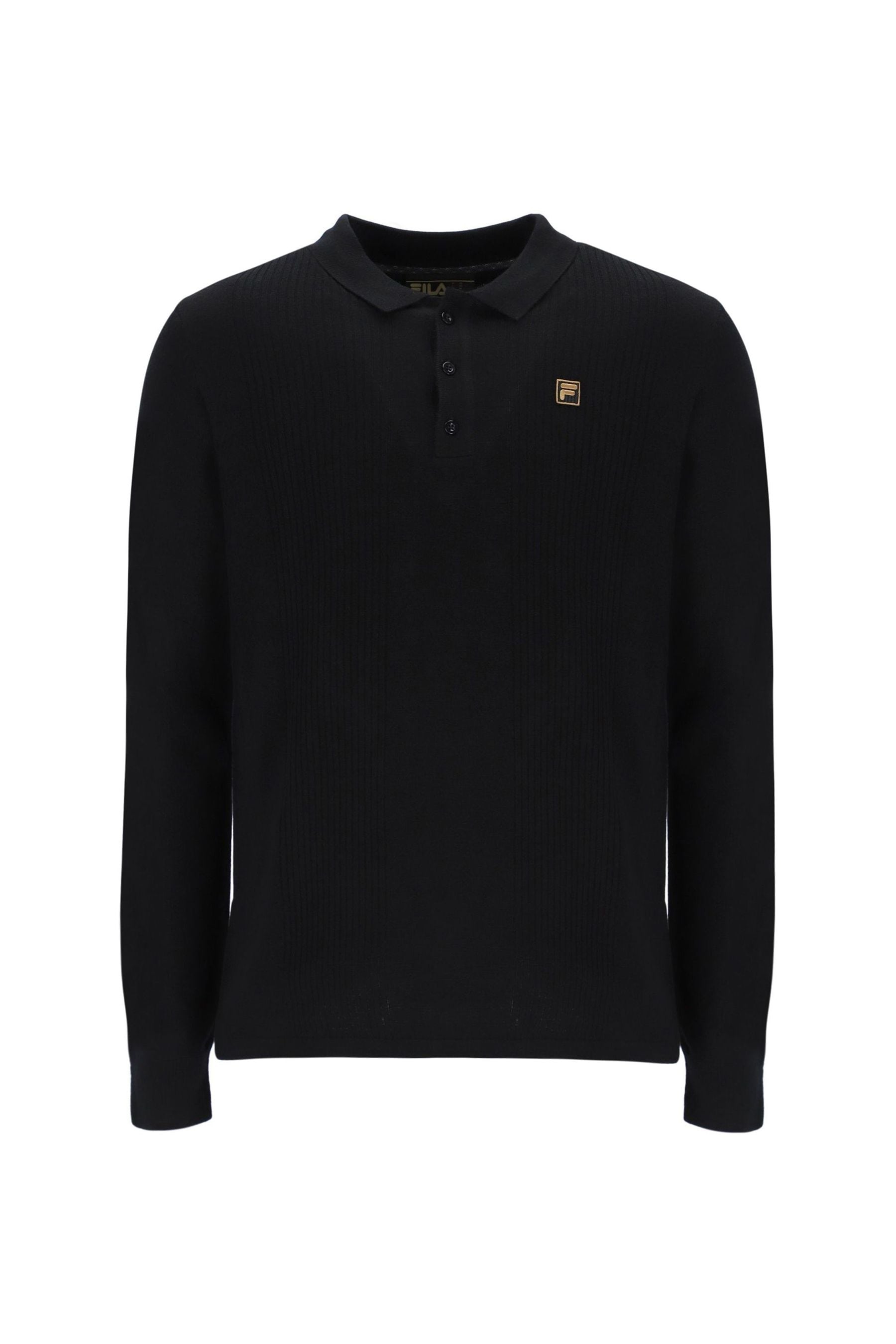 Buy Fila Black Frank Knitted Long Sleeves Polo Shirt from Next Ireland