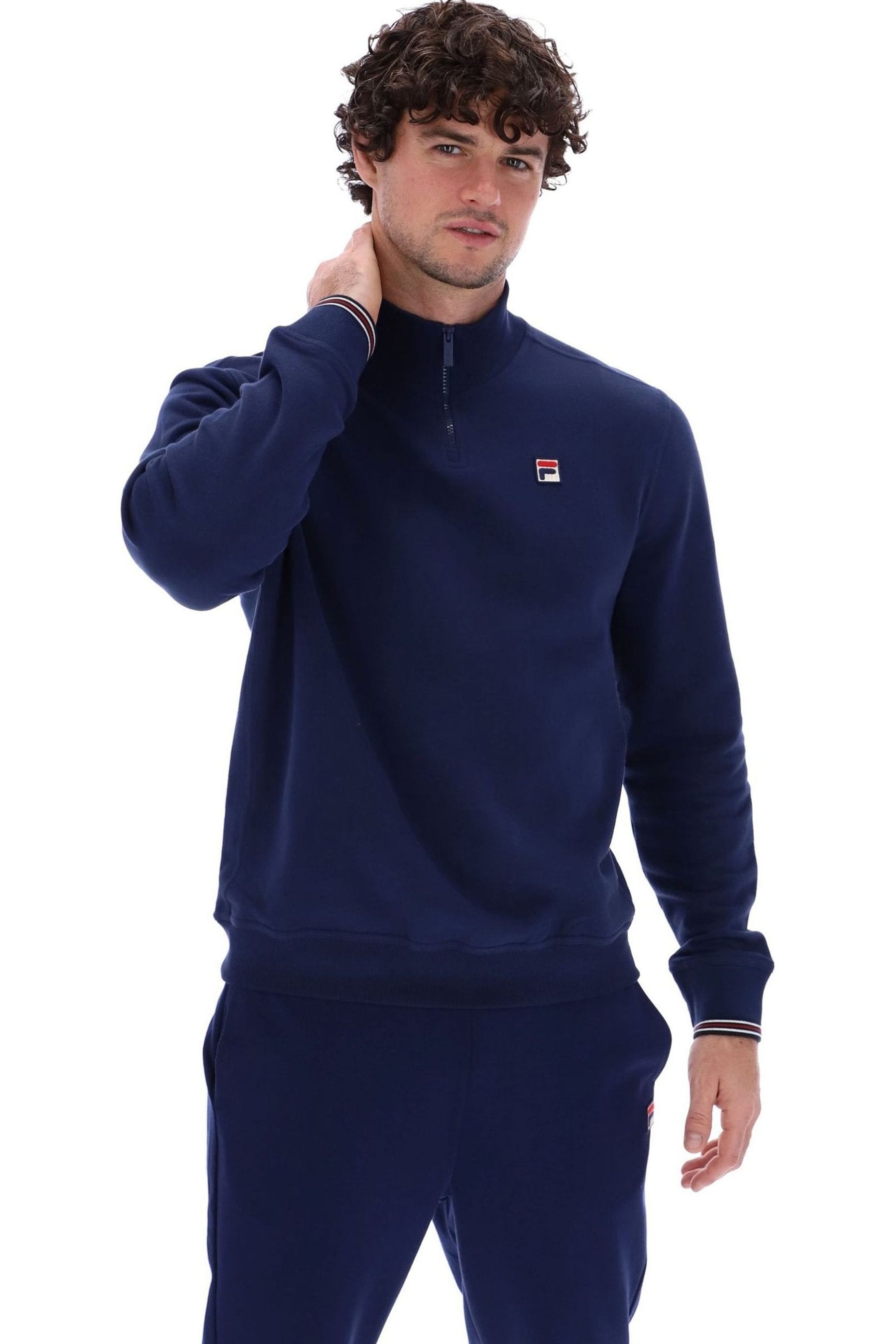 Fila Blue Ramy 1 4 Zip 100 Cotton Sweatshirt