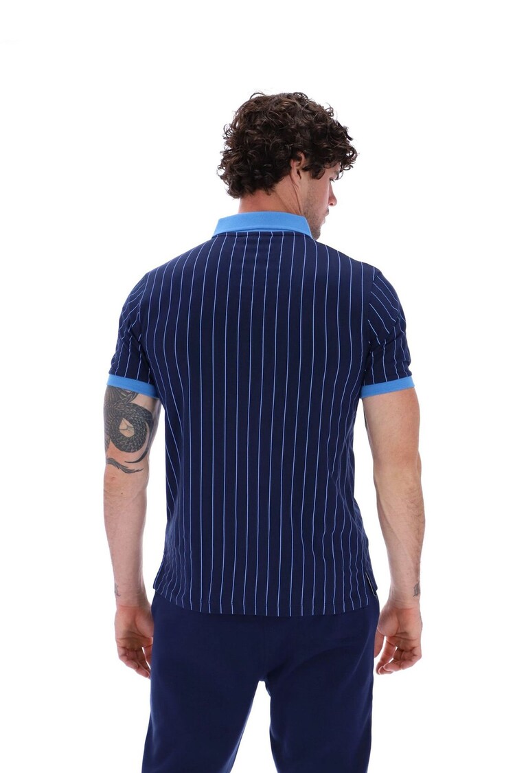 Fila Blue BB1 Striped 100% Cotton Polo Shirt - Image 2 of 5