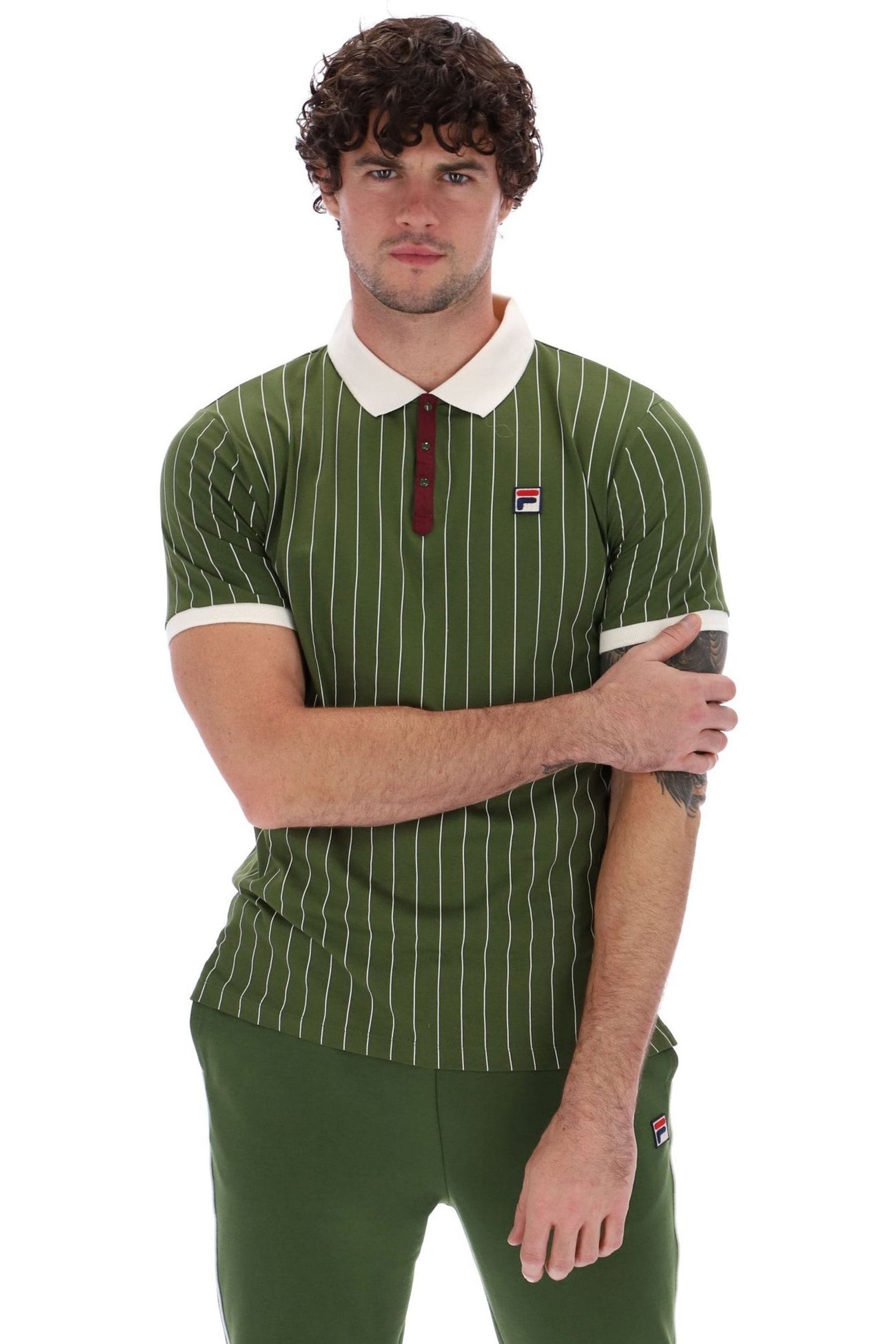 Buy Fila Green BB1 Striped 100 Cotton Polo Shirt from Next Luxembourg