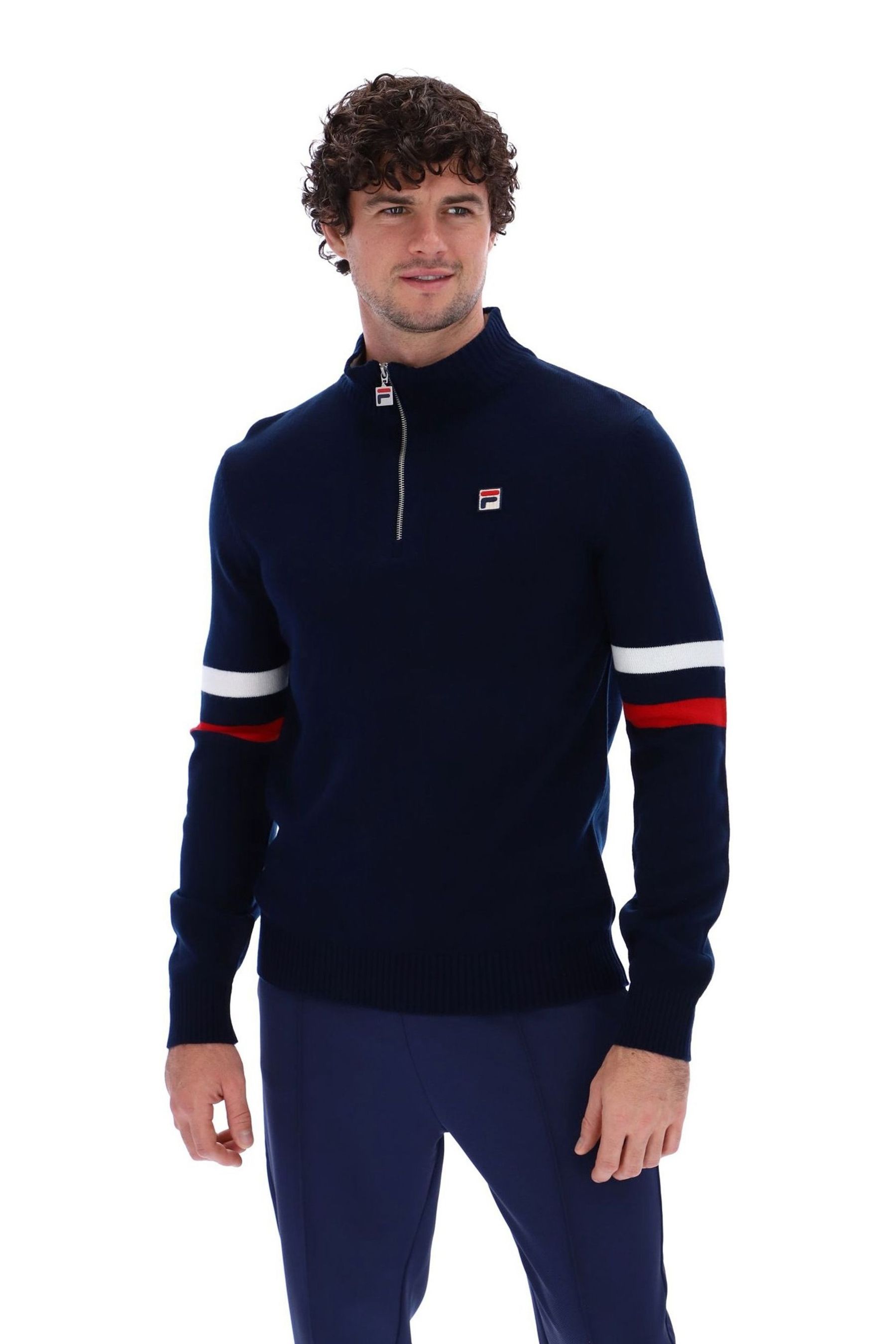 Buy Fila Blue Harrison Knitted 1 4 Zip Jumper from Next Oman