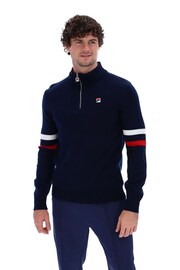 Fila Blue Harrison Knitted 1/4 Zip Jumper - Image 1 of 5