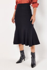 Apricot Black Flute Hem Knitted Midi Skirt - Image 1 of 4