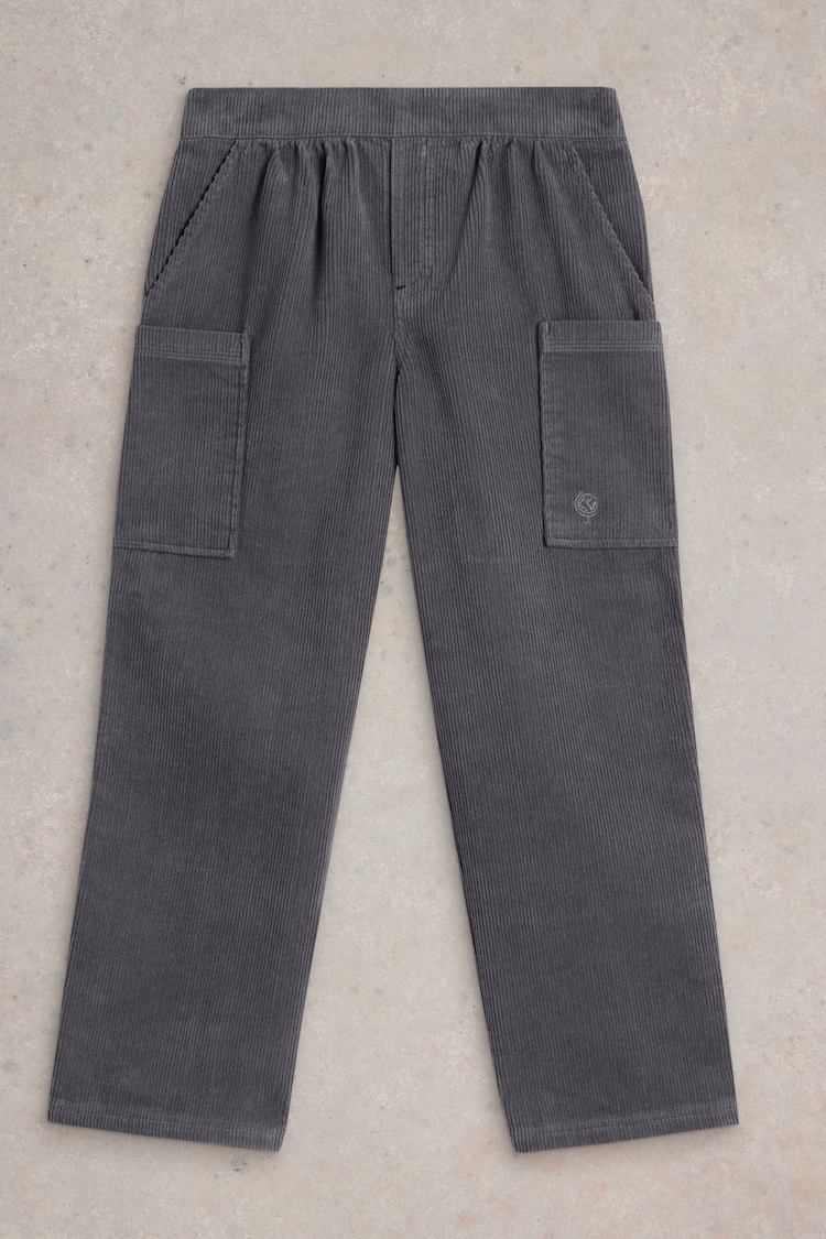 White Stuff Grey 100% Organic Cotton Cord Cargo Trousers - Image 1 of 3