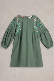 White Stuff Green 100% Organic Cotton Embroidered Needlecord Dress - Image 1 of 3