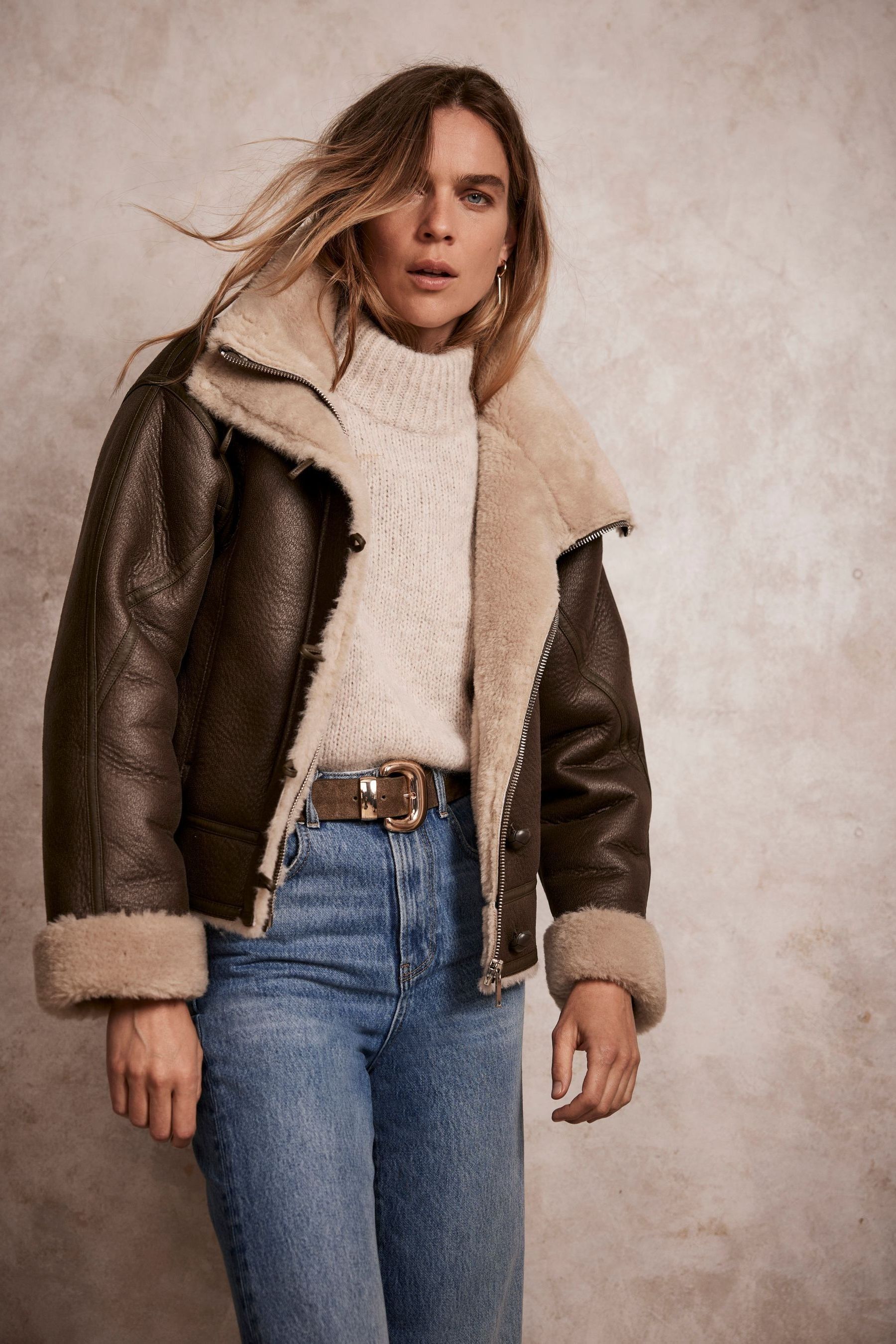 Buy Mint Velvet Green Khaki Funnel Neck Aviator Jacket from Next Luxembourg