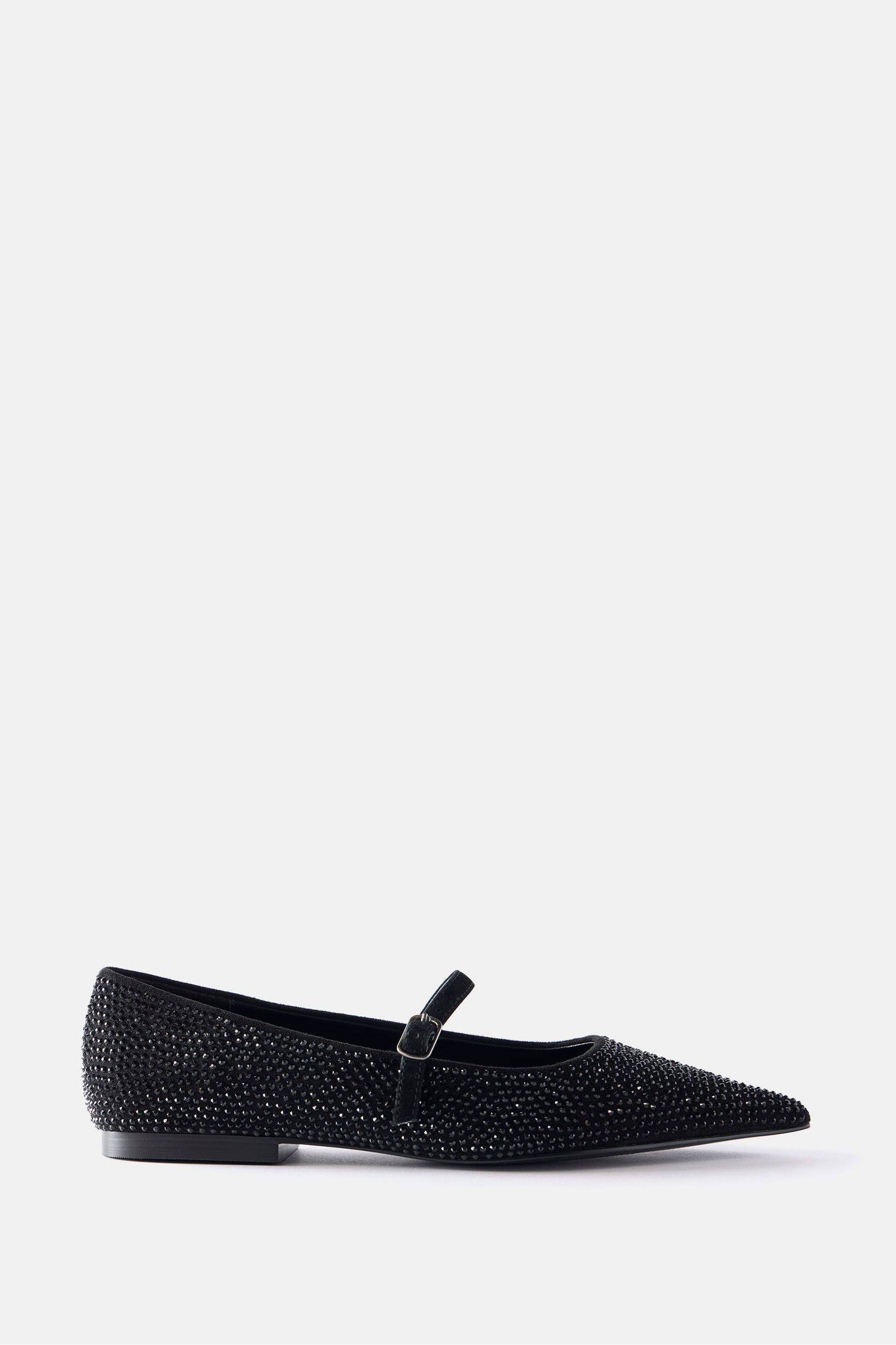 Buy Mint Velvet Black Pointed Toe Embellished Flats from the Next UK online shop