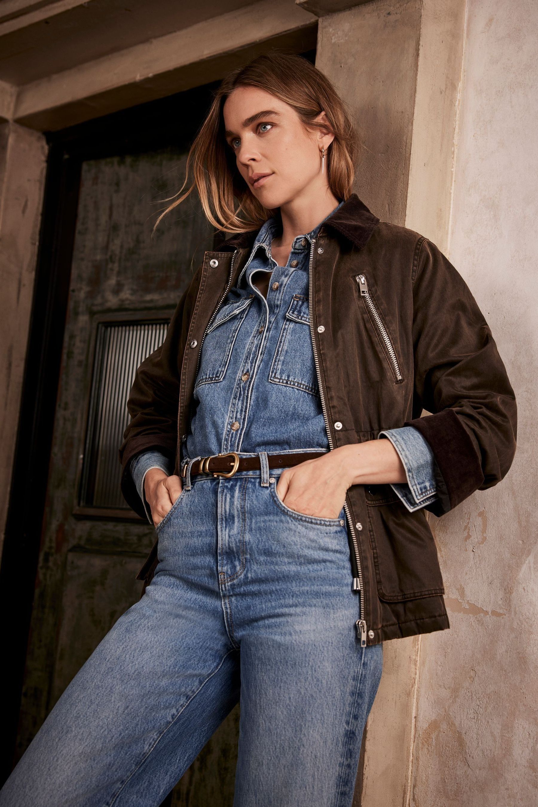 Buy Mint Velvet Brown Distressed Wax Cotton Blend Jacket from the Next UK online shop