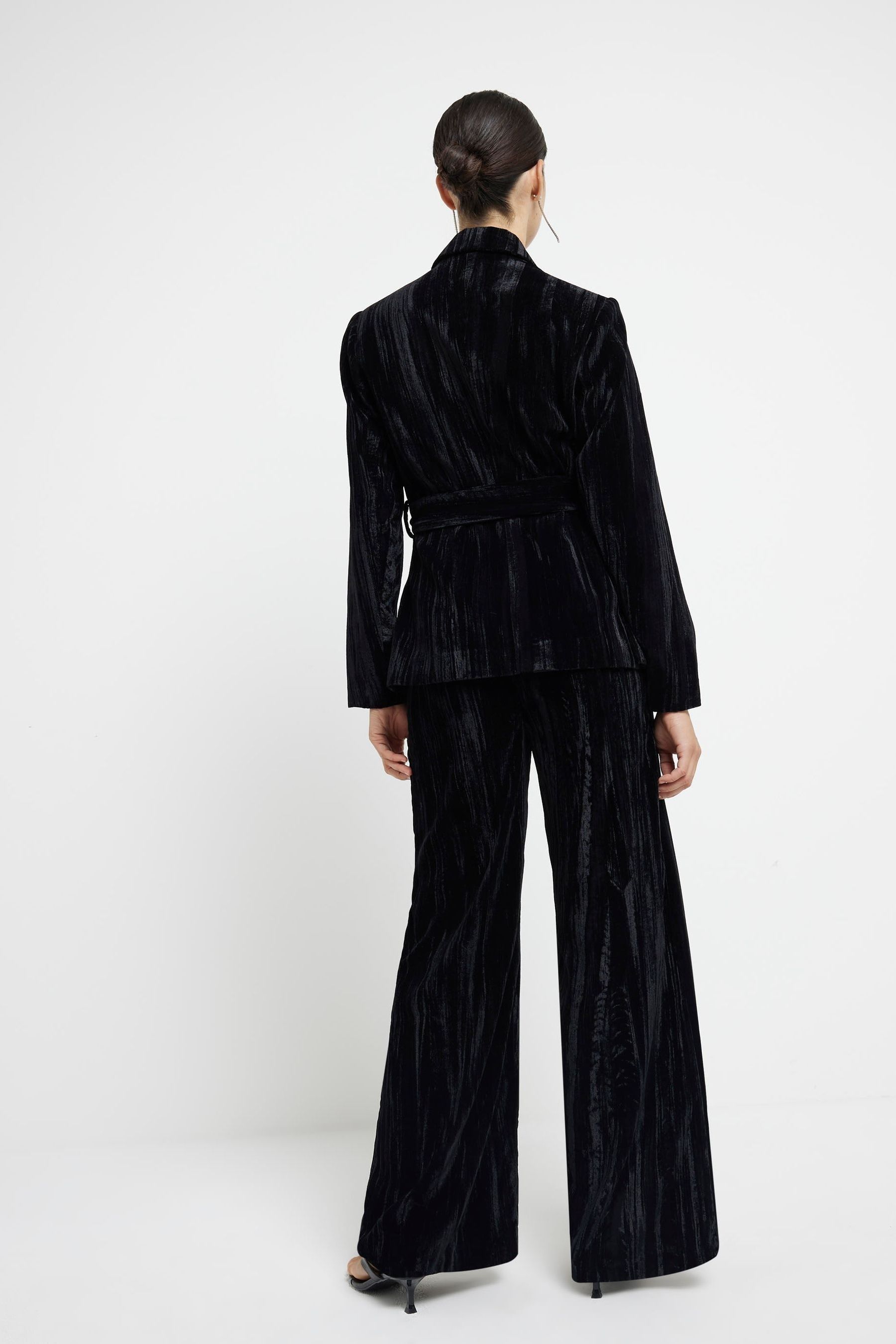 Buy River Island Black Velvet Belted Wrap Blazer from Next Slovakia