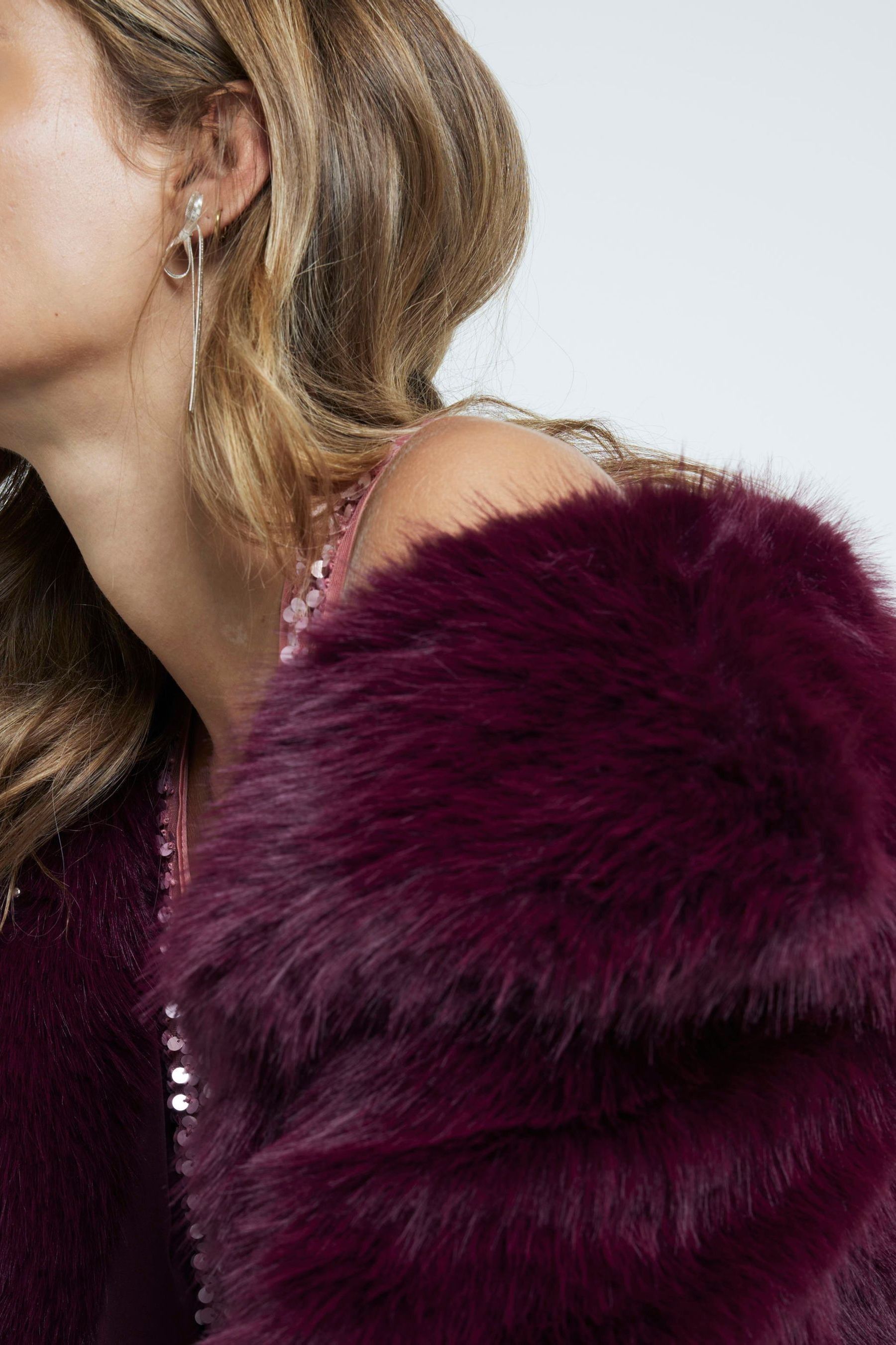 River island fur jacket shop