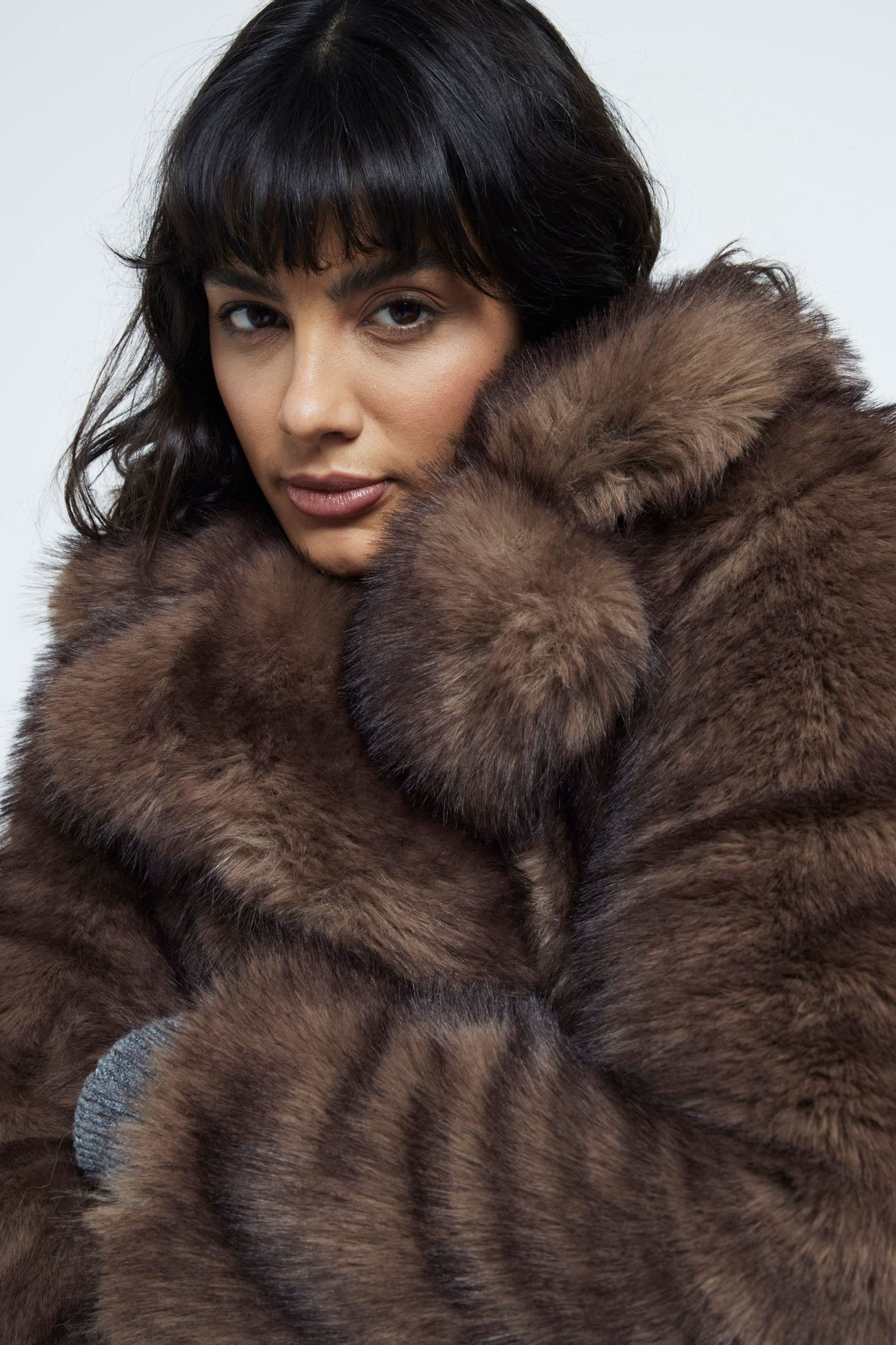 Buy River Island Brown Short Plush Faux Fur Jacket from Next Gibraltar