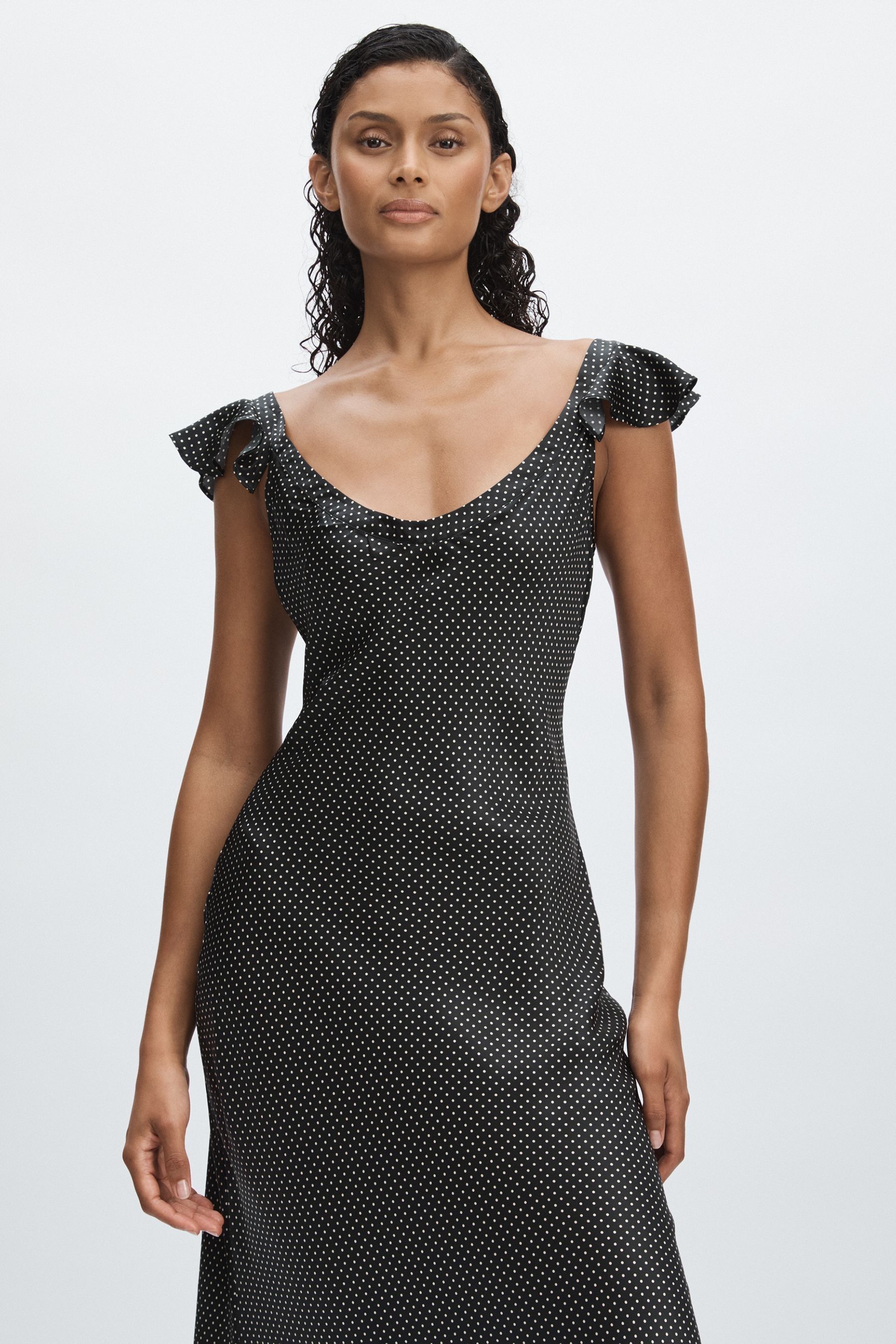 Silk polka dot dress top