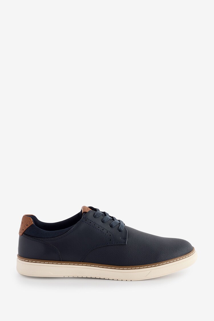 Dune London Blue Wide Fit Trustees Brogue Detail Trainers - Image 1 of 2